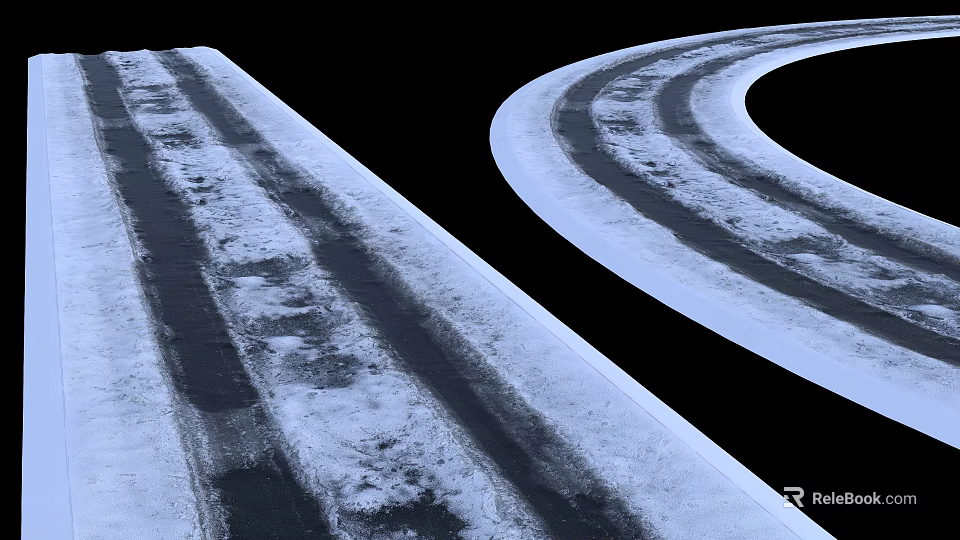 Modern Road Facilities Featuring Curved Traffic Lanes And Asphalt Pavement Markings 3d model 
