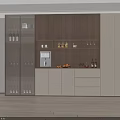 Modern Wine Cabinet Design With Wooden White Finish Layered Shelves Wine Glasses And Built-in Lighting