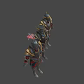 Shiny Metallic Knight Armors Lined Up With Red Feather Cross Symbol And Golden Accents