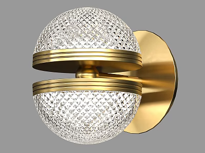 Elegant Modern Wall Lamp With Golden Base And Transparent Diamond Pattern Shade 3d model