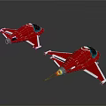 Red Airplane Models Featuring Flame Exhaust Displayed In Two Shiny Units 3d model