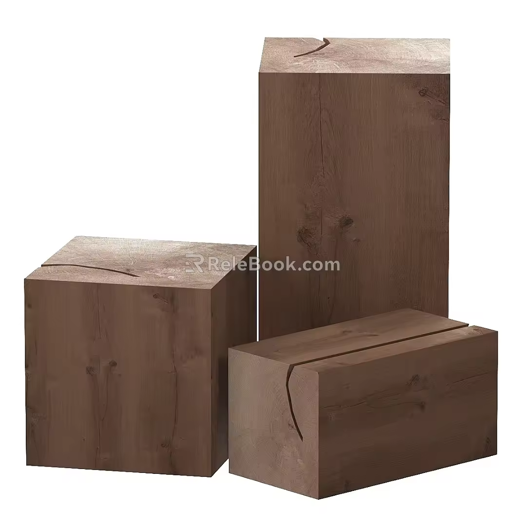 Stool Log Stool Low Stool Side table 3d model