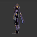 Purple and Gold Sci Fi Battle Armor With Intricate Design And Futuristic Structure