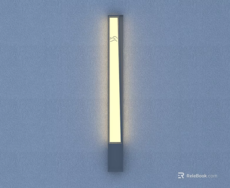 Modern Long Strip Wall Lamp with LED Glowing Light Mounted on Blue Wall 3d model 