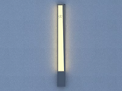 Modern Long Strip Wall Lamp with LED Glowing Light Mounted on Blue Wall 3d model