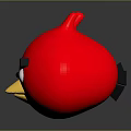 Red Angry Bird With Round Shape Angry Expression Black Eyebrows White Eyes And Yellow Beak 3d model