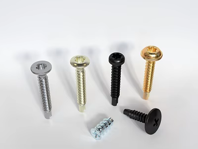 Hardware Tools Assorted Metal Screws in Silver Gold Black Colors for Construction and Repair 3d model