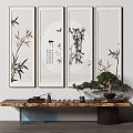 New Chinese-style Plant Painting Hanging Painting Combination 3d model