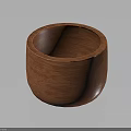 Natural Wooden Round Container With Smooth Surface And Wood Grain For Household Use