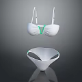 White Bikini Swimwear Set With Green Accent Straps For Women Daily Use