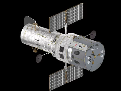 Advanced Orbital Spacecraft With Cylindrical Body Solar Panels And Antennas 3d model