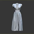 Elegant Light Blue Long Dress With V Neck Waist Belt And Silk Satin Fabric