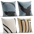 Decorative Pillows In Blue And Beige With Geometric And Abstract Designs Modern Knitted Fabric Set