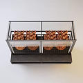 Bakery Display Shelf With Multiple Glass Layers For Fresh Bread And Pastries