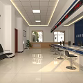 Modern Public Legal Service Hall With Service Counter Computers Seats And Self Service Kiosk
