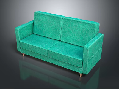 Green Two Seater Sofa with Fabric Upholstery Modern Design Wooden Legs and Simple Style 3d model