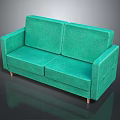 Green Two Seater Sofa with Fabric Upholstery Modern Design Wooden Legs and Simple Style