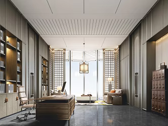 New Chinese Office Chairman's Office 3d model