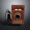 Vintage Classic Camera With Wooden Body And Brass Accent Details
