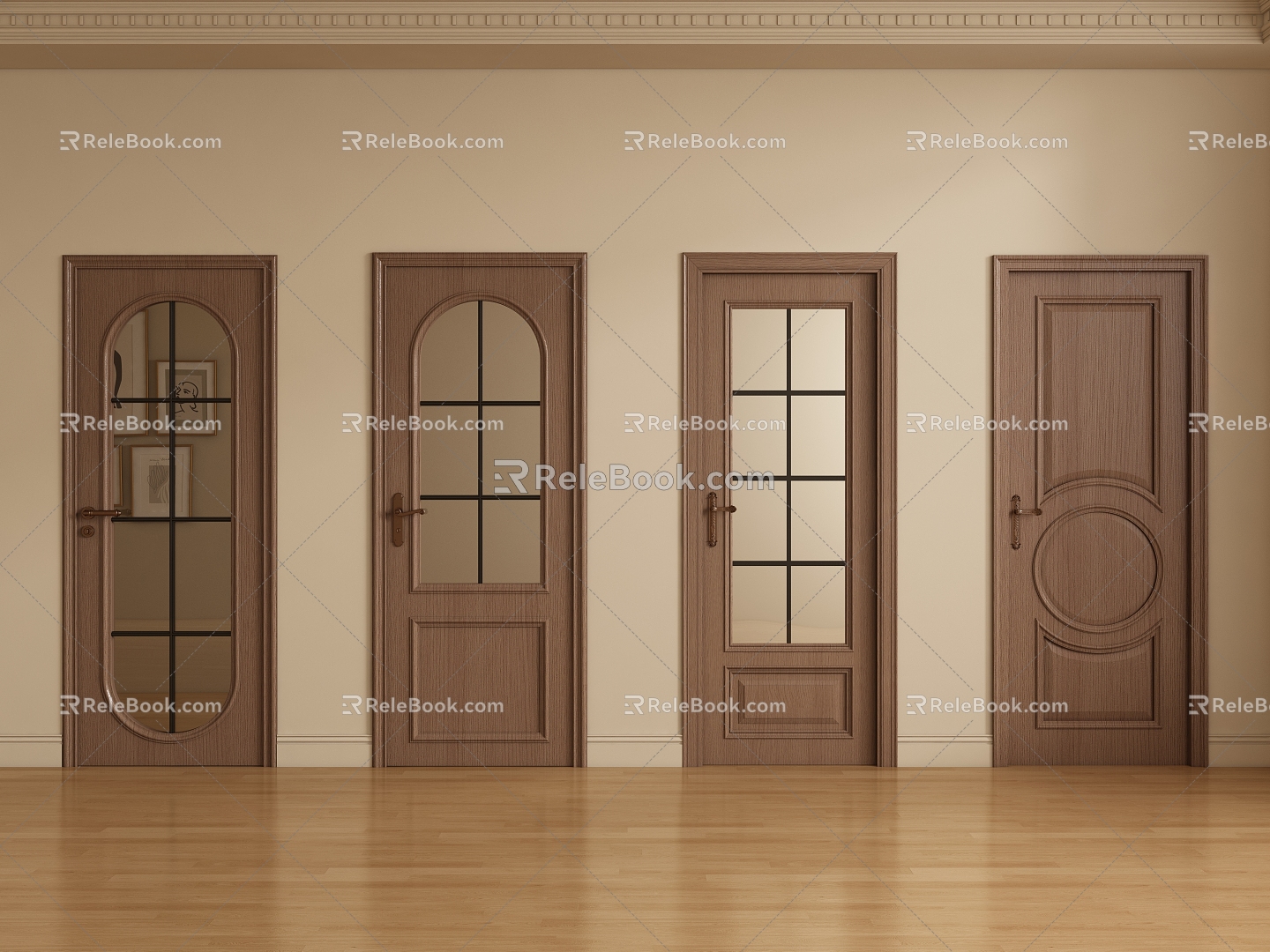 Middle style single door 3d model