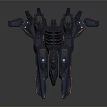 Futuristic Sci Fi Dual Spacecraft With Blue Lights And Dark Streamlined Design