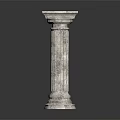 Classical Stone Column With Square Capital Base And Textured Surface
