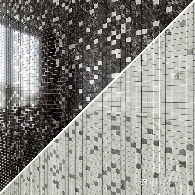 Black And White Mosaic Tiles With Geometric Pattern For Interior Wall Decor 3d model