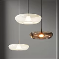 Modern Pendant Lights Three Hanging Glass Lamps White And Brown With Metal Frame Contemporary Design