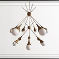 Modern Metal Chandelier With Multiple Spherical Bulbs For Interior Lighting Decor 3d model