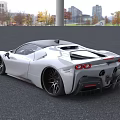 White Sports Car With Low Profile And Sleek Aerodynamic Body
