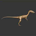 Golden Metallic Dinosaur Model in Standing Pose on Dark Background