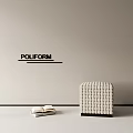 POLIFORM Modern Textured Stool With Open Book Against Minimalist White Wall 3d model