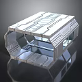 Futuristic Metal Scene Component with Geometric Panels and Transparent Sections