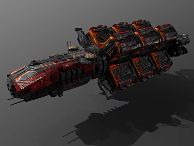Large Complex Aerospace Cosmic Spaceship Design With Red Black Modular Structure 3d model