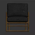 Single Sofa with Wooden Frame Gray Cushion and Rattan Accents for Living Room