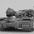 Modern Military Tank 3D Model With Turret Tracks Armor Grille And Top Equipment