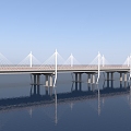 modern bridge crossing river bridge 3d model