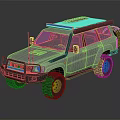Gray Off-Road SUV With Roof Rack Orange Light Bar And Large Tires