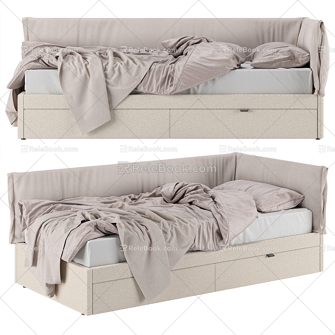 Nordic Single Bed Simple Children's Single Bed 3d model