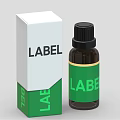 Medical Device Bottle And Box With White Green Label Packaging Design 3d model