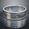 Elegant Silver Ring With Intricate Traditional Engravings And Ornate Patterns 3d model