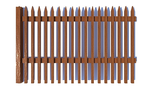 Wooden fence railing vertical fence mahogany fence 3d model