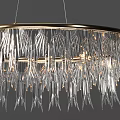 Modern Hanging Crystal Chandelier With Decorative Metal Frame And Illuminated Pendants