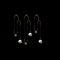 Modern Gold Metal Chandelier With White Spherical Shades For Living Room Interior