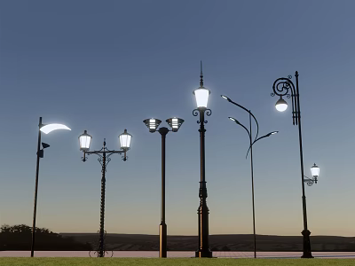 Outdoor Lights With Various Designs For Street And Garden Decorative Lighting 3d model