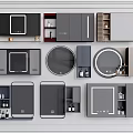 Modern Round And Square Mirror Designs With Cabinet Shelf Storage For Home Decor