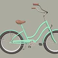 Light Green Bicycle with Brown Seat and Handlebars Black Wheels and White Rims Vintage Style