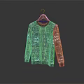 Wooden Clothing Hanger With Colorful Patterned Sweater On Gray Background