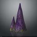 Modern Architectural Structure With Purple Gold Textured Cone Shaped Sculptural Design