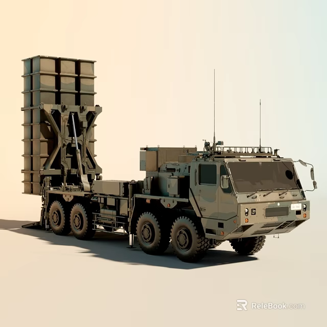 Military Tank With Large Launch System And Multi Wheel Camouflage Design 3d model